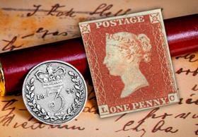 1841 Imperforate 1d Penny Red and Victorian Threepence