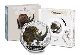 The UK 2024 Woolly Rhino Silver Colour 50p Coin