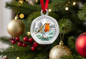 The Christmas Robin Colour BU 50p Bauble