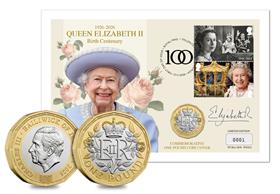 Queen Elizabeth II Centenary Pound Coin Cover
