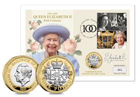 Queen Elizabeth II Centenary Silver Pound Coin Cover