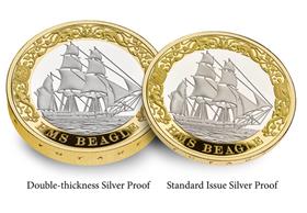 The UK 2026 HMS Beagle Silver Proof Piedfort £2 Coin