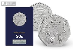 2026 UK 50 Years of Aardman CERTIFIED BU 50p