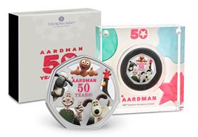 The UK 2026 50 Years of Aardman Silver Proof 50p Coin