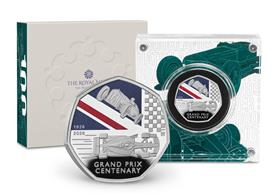 The UK 2026 100 Years of the British Grand Prix Silver Proof Colour 50
