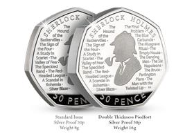 UK 2019 Sherlock Holmes 50p Silver Proof Piedfort Coin