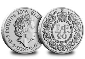 2016 Queen's 90th Birthday £5 Coin